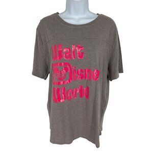 Disney Womens Walt Disney World T-Shirt Gray Pink Size S